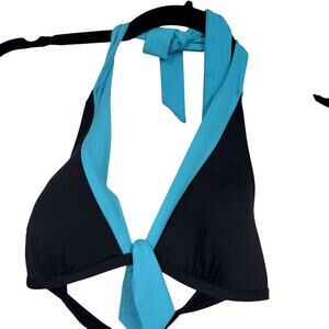 Anne Cole Blue Twist Tie Halter Bikini Top Womens S Swimsuit Beachy Vacation